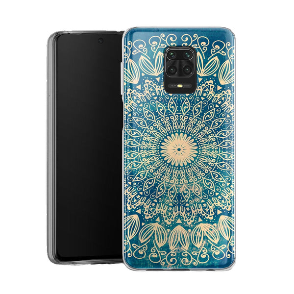 Coque pour Xiaomi Note 9 Blue organic boho mandala